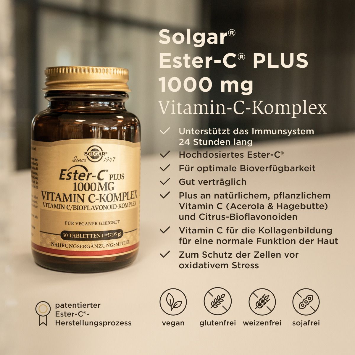 Solgar Ester-C Plus 1000 mg – Hochdosiertes Vitamin C für 24h