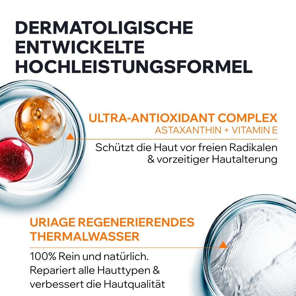 Uriage-Produkt mit Ultra-Antioxidantien-Komplex. Schützt vor freien Radikalen. Uriage Thermalwasser. Repariert alle Hauttypen.