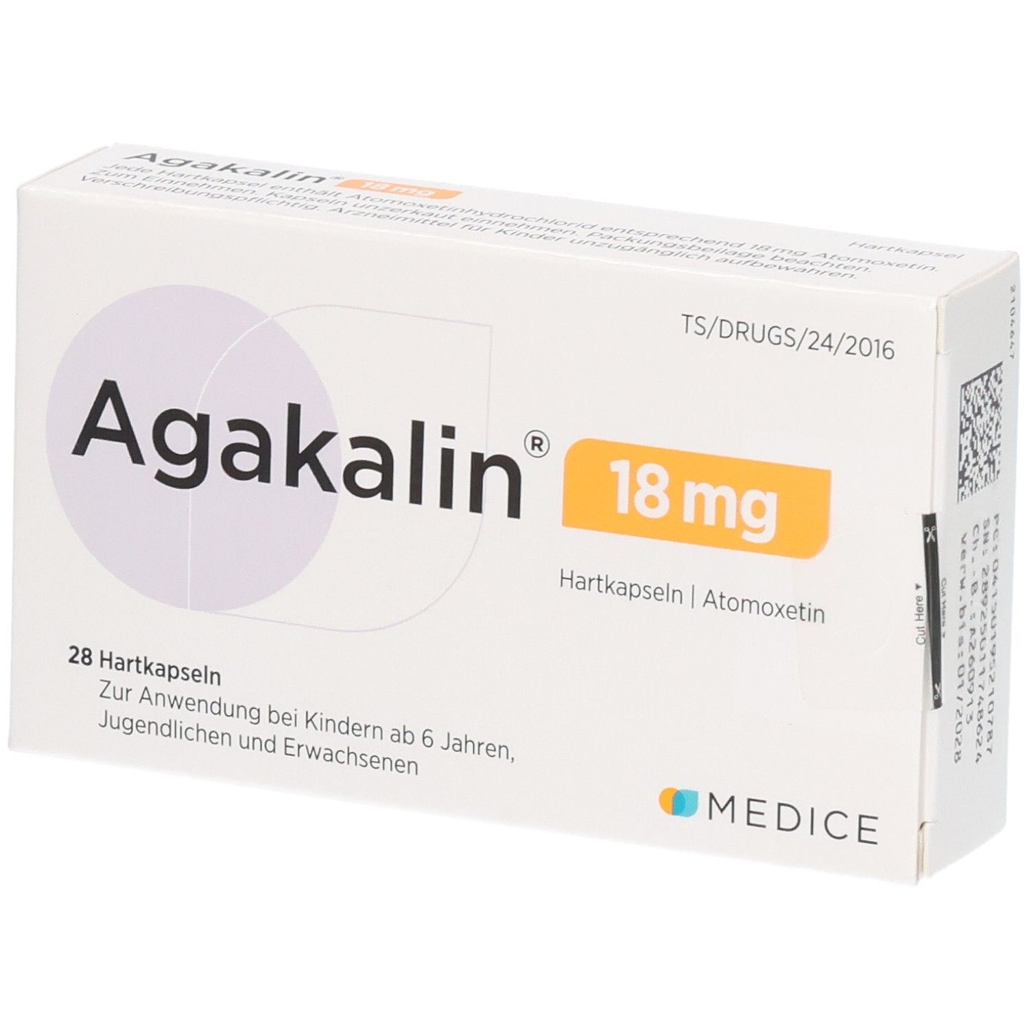 Agakalin 18 mg Hartkapseln Schachtel, 28 Stück.