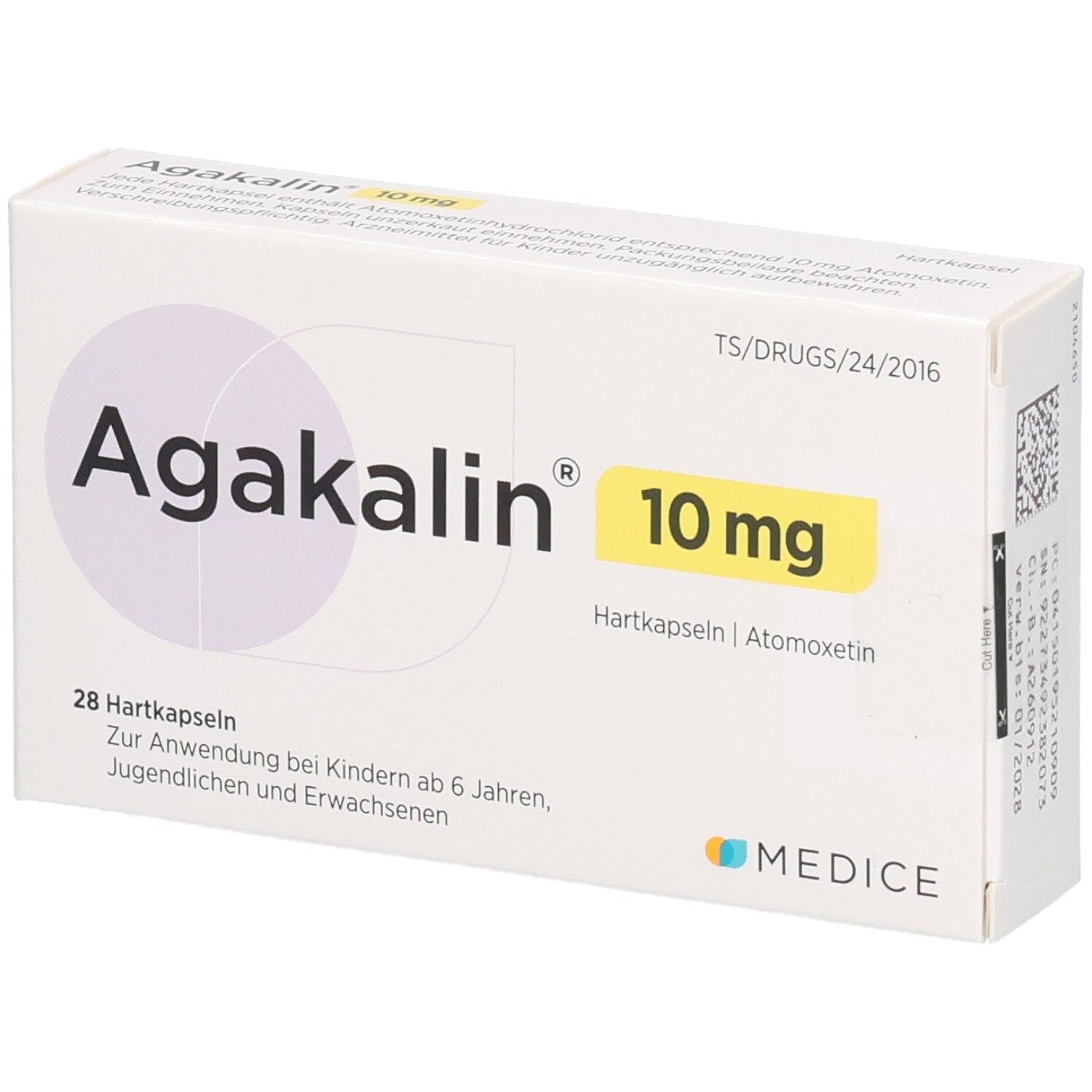 Agakalin 10 mg Hartkapseln Schachtel, 28 Stück.