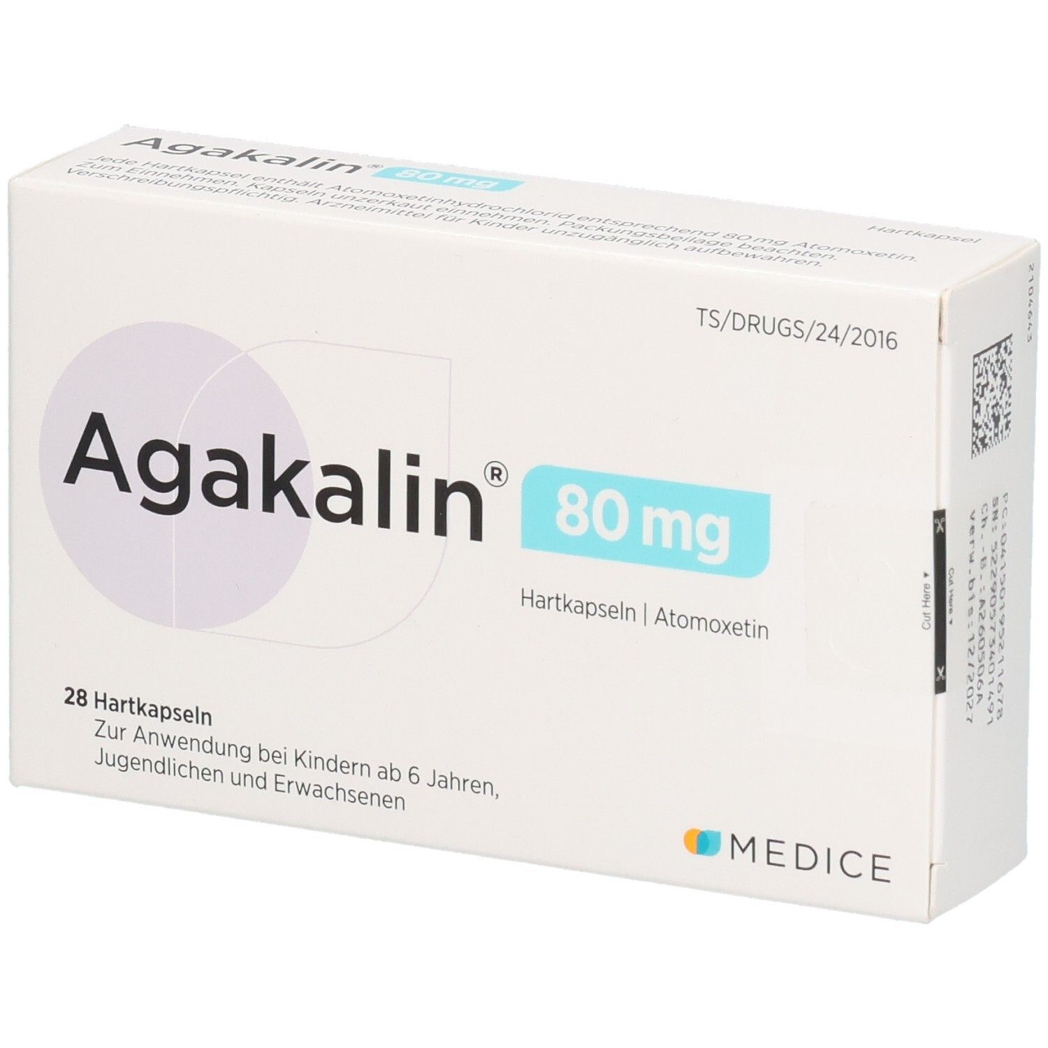 Agakalin 80 mg Hartkapseln Schachtel, 28 Stück.