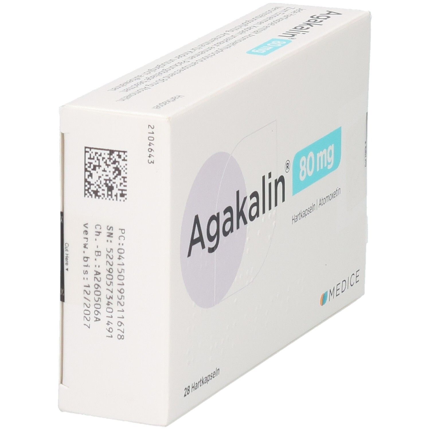 Agakalin 80 mg Hartkapseln Schachtel, 28 Stück.