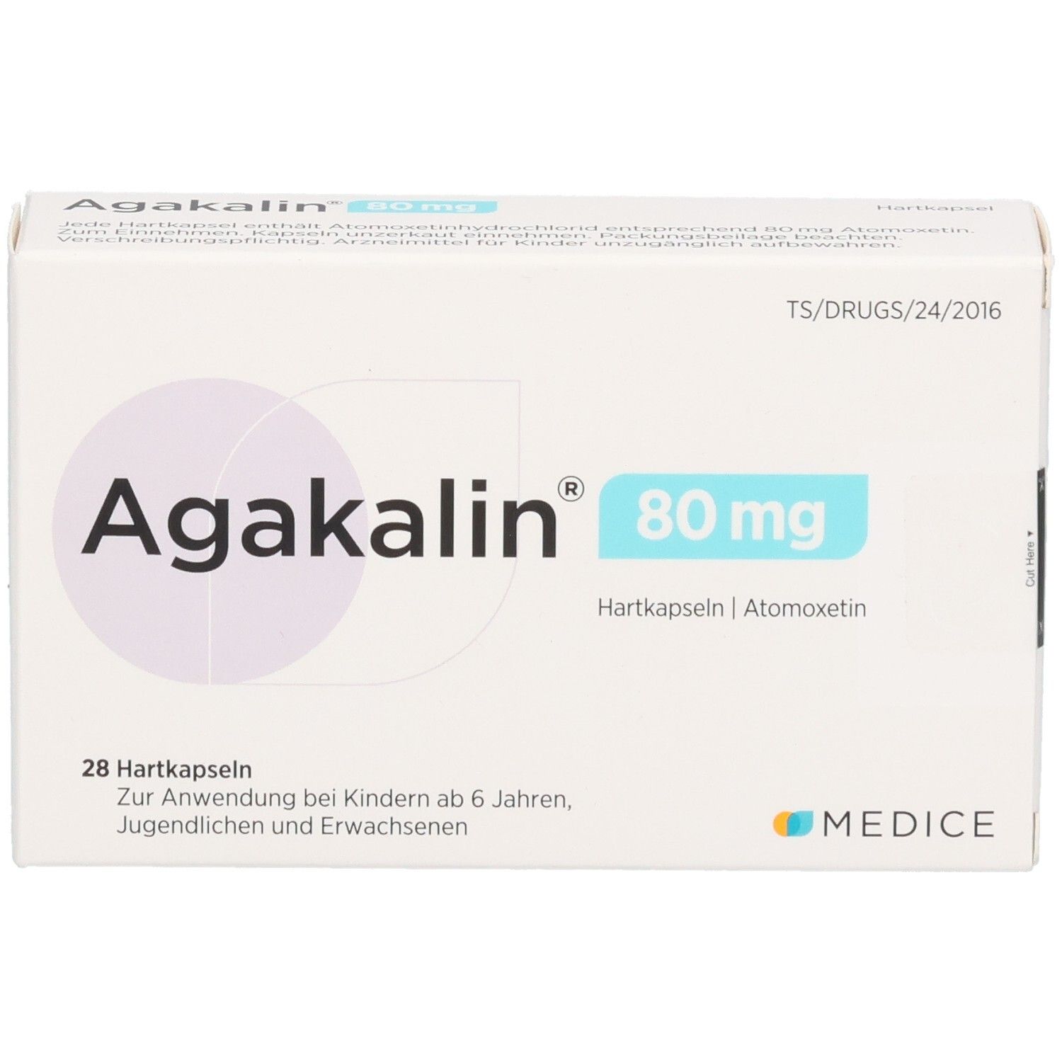 Agakalin 80 mg Hartkapseln Schachtel, 28 Stück.
