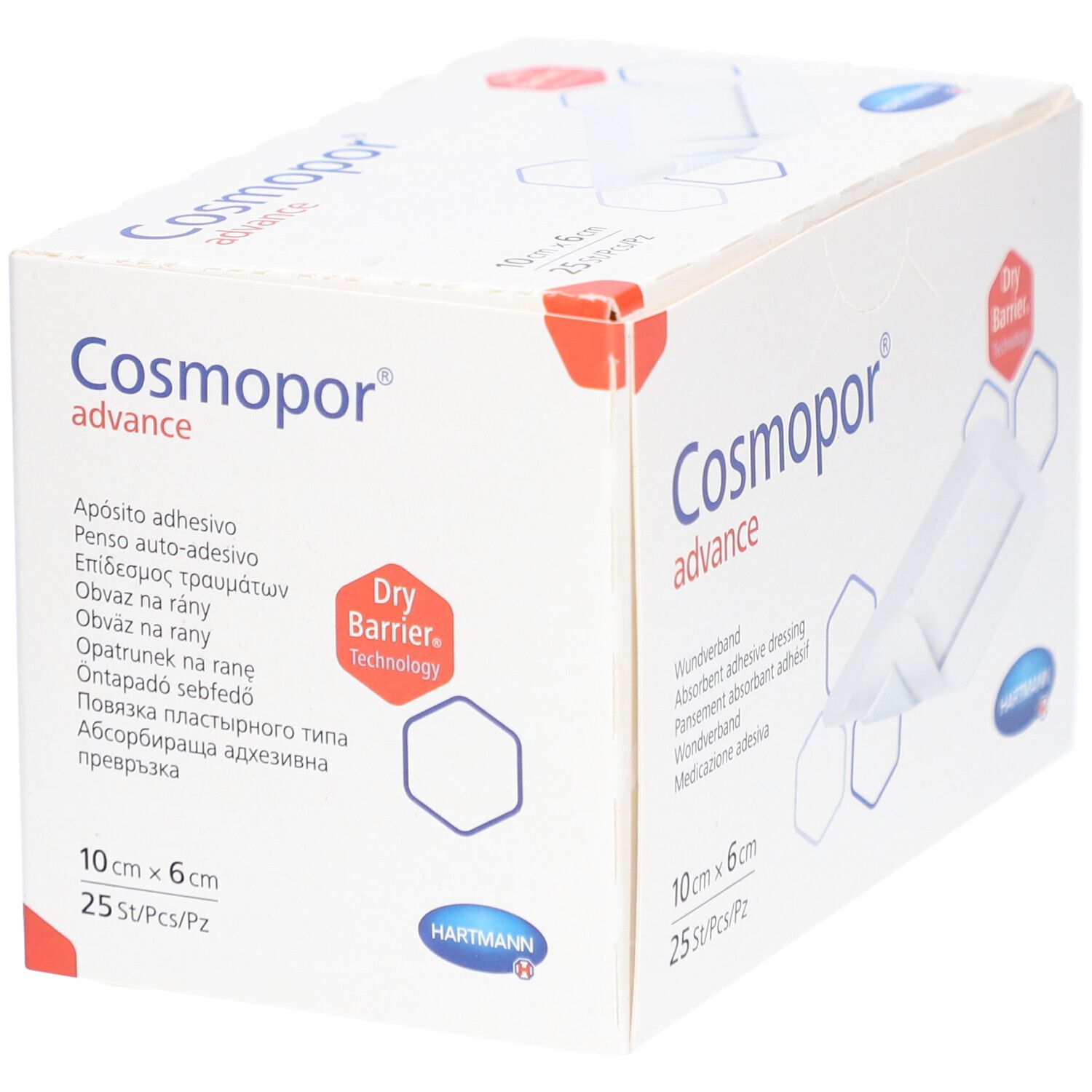 Cosmopor Advance Wundverband, 10cm x 6cm, 25 Stück. Mit Dry Barrier Technology.