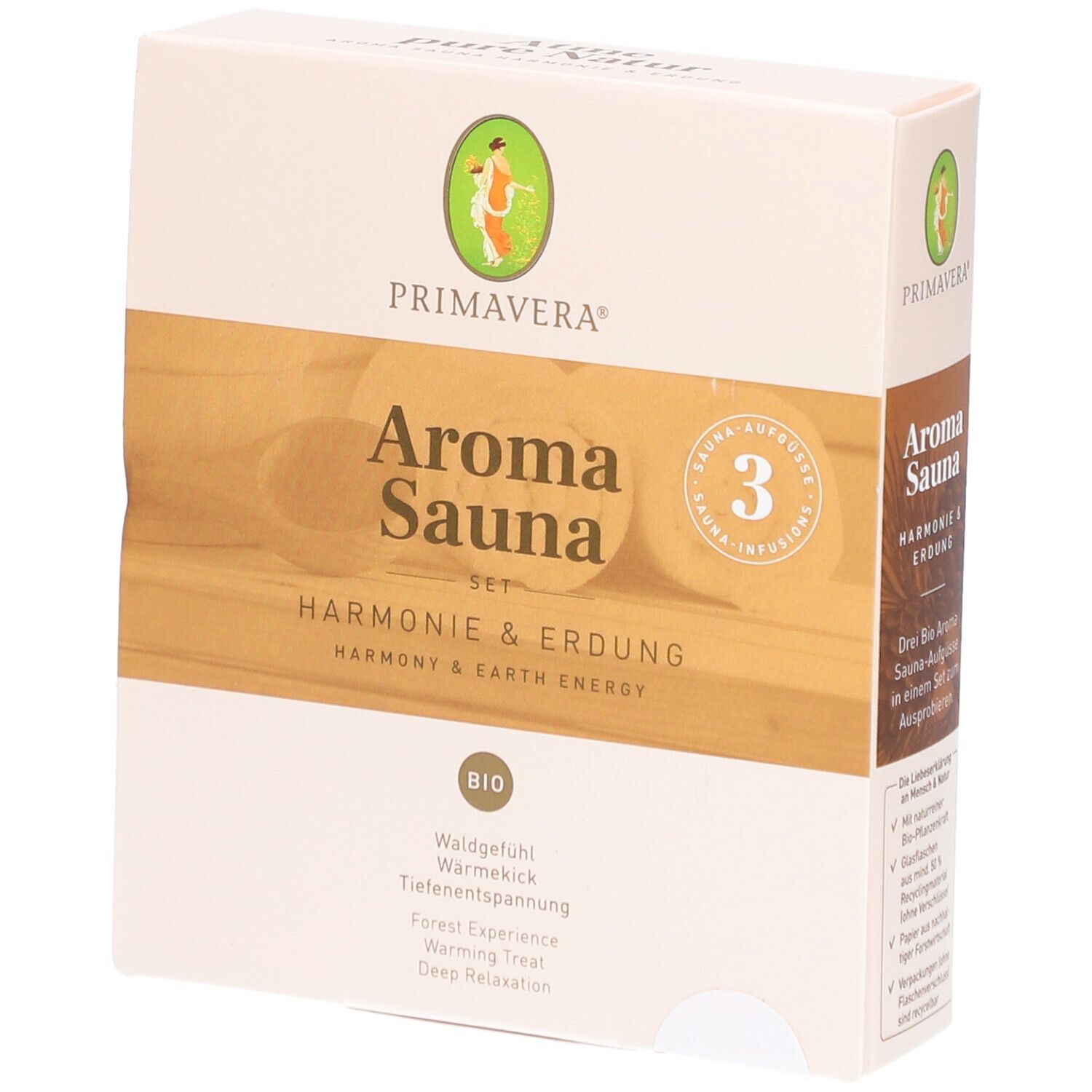 PRIMAVERA® Aroma Sauna Set Harmonie & Erdung mit 3 Bio-Aufgüssen