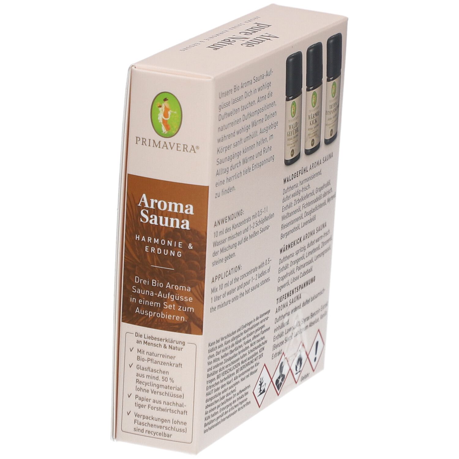 PRIMAVERA® Aroma Sauna Set Harmonie & Erdung mit 3 Bio-Aufgüssen