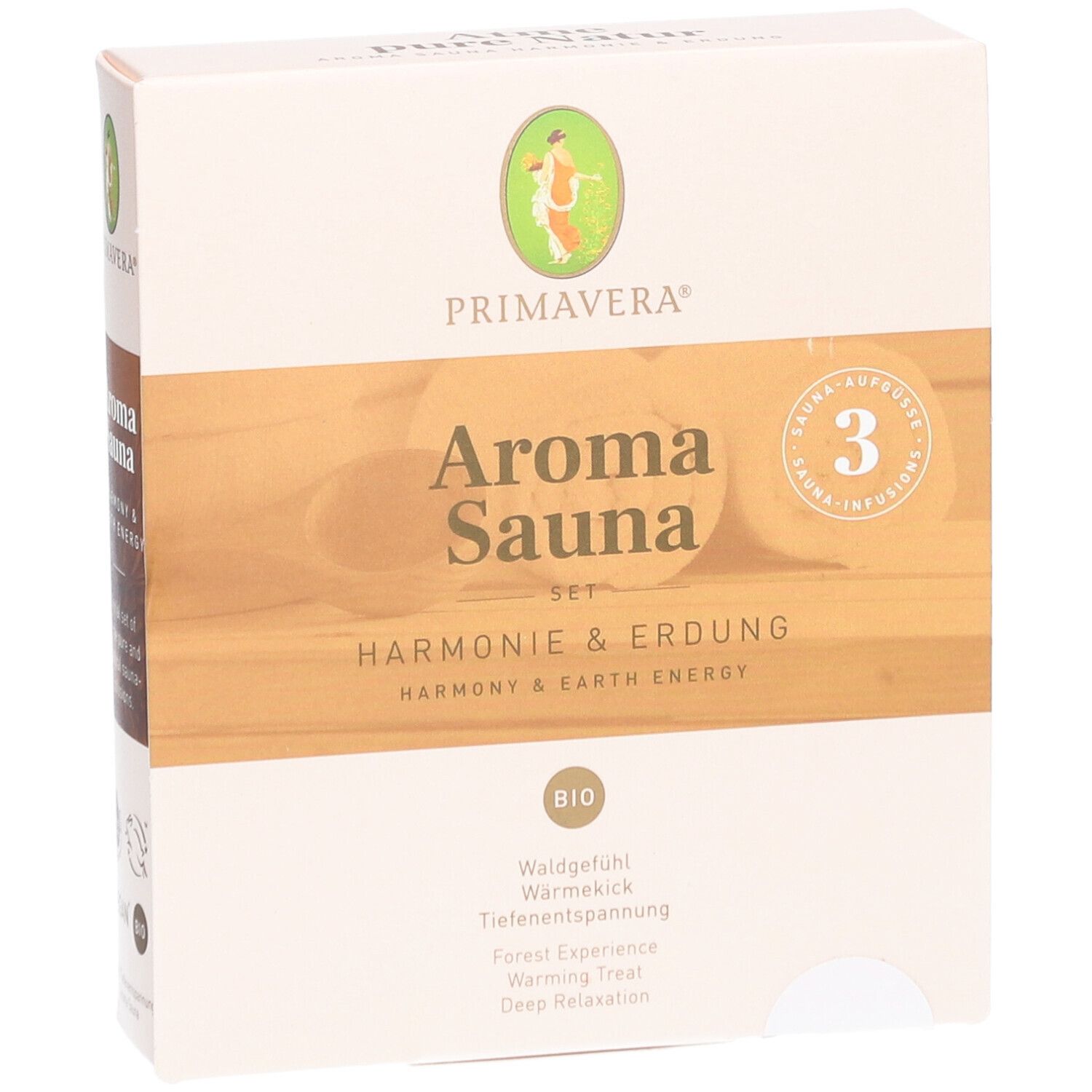 PRIMAVERA® Aroma Sauna Set Harmonie & Erdung mit 3 Bio-Aufgüssen