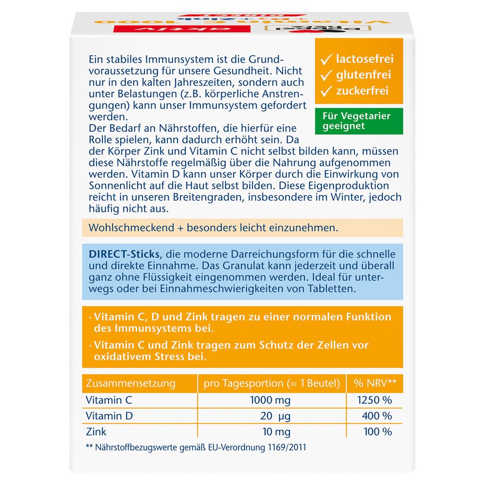 Doppelherz aktiv Vitamin C 1000 DIRECT + D3 + Zink