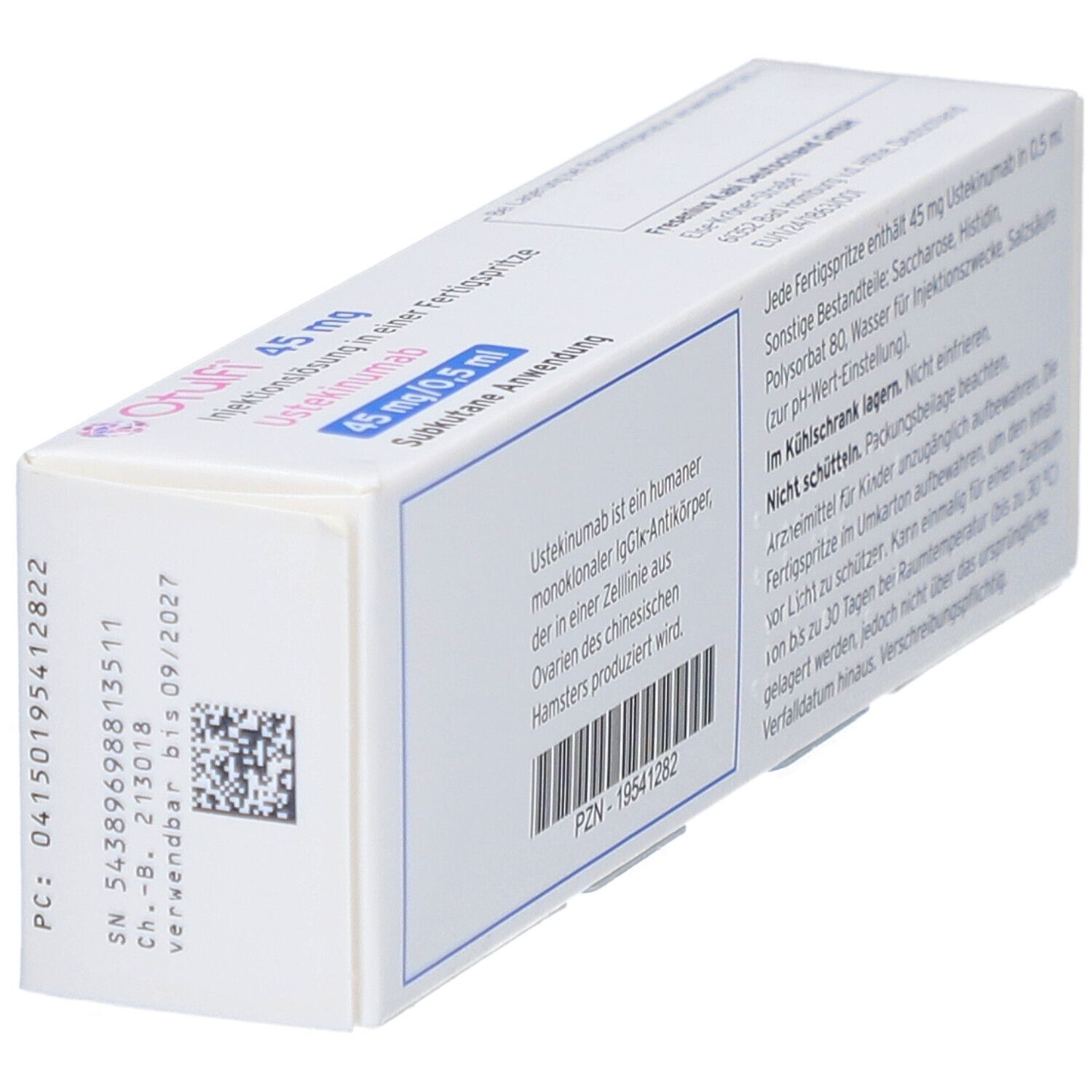 Seitenansicht der Otulfi-Verpackung. Enthält Informationen zur Haltbarkeit und Chargennummer. QR-Code und weitere Angaben.