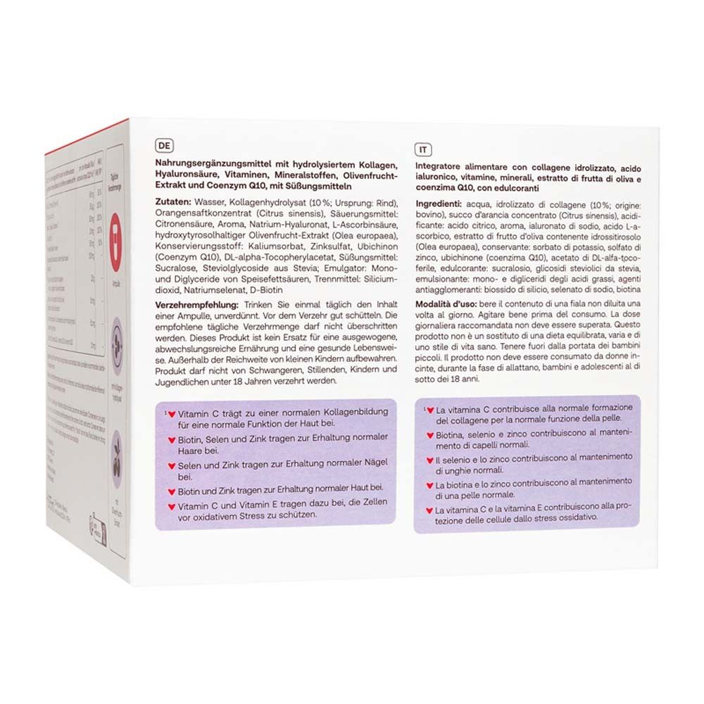 Rückseite der Packung. Text in Deutsch und Italienisch. Inhaltsstoffe und Anwendungshinweise.
