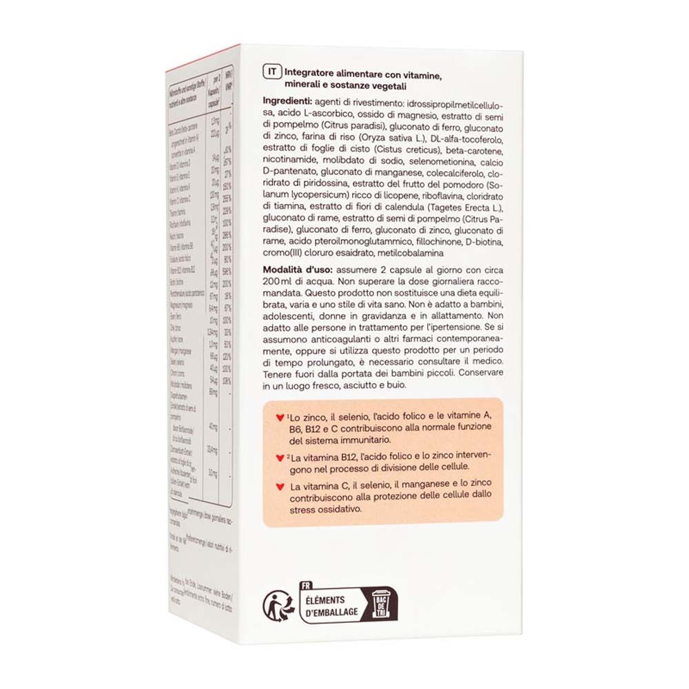 Retro della confezione con ingredienti e istruzioni per l'uso. Testo in italiano.