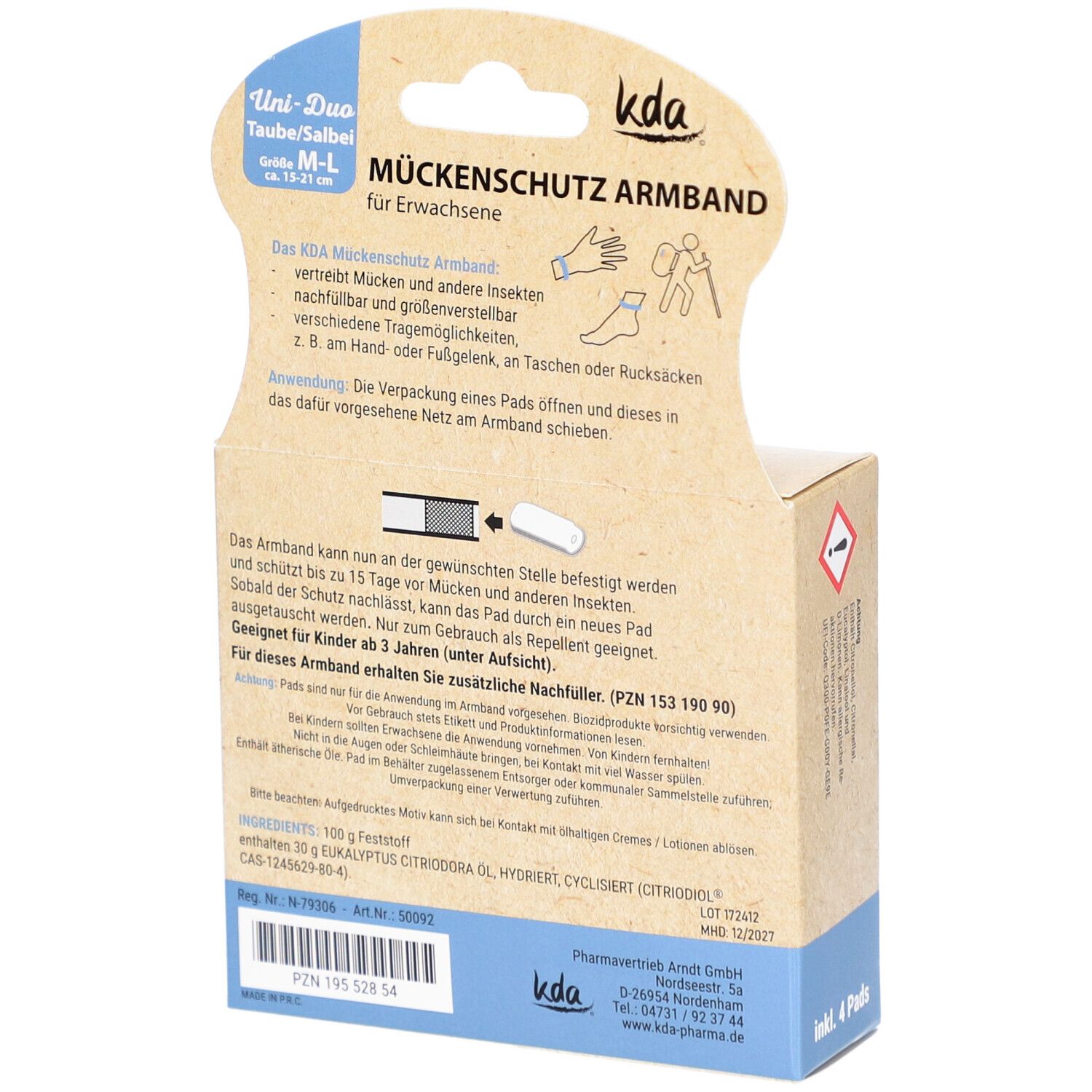 Rückseite der Verpackung mit Text und Illustrationen. Enthält Informationen zum Produkt und zur Anwendung.