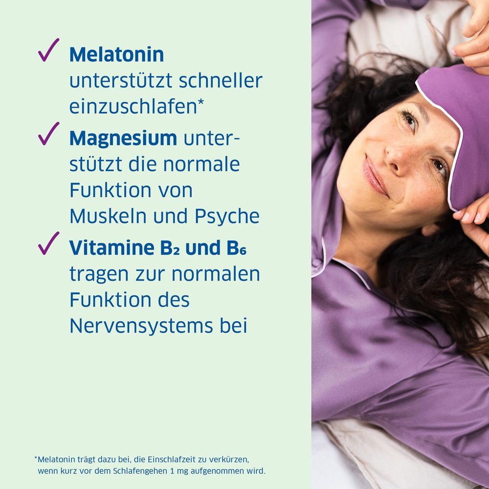Text mit Informationen über Melatonin, Magnesium und Vitamine B2 und B6.