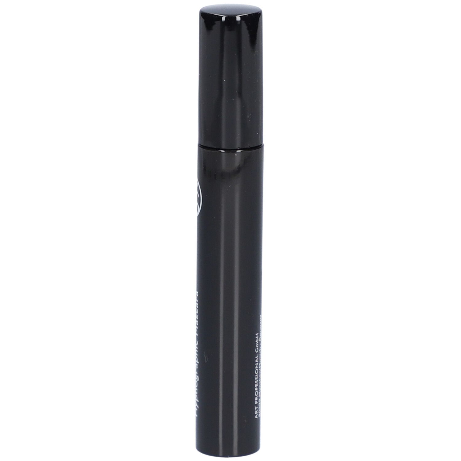 Schwarze Mascarabürste mit schwarzem Deckel. Aufschrift: arabesque Hypnographic Mascara. Logo.