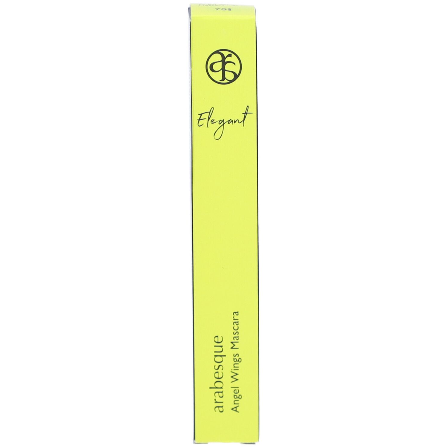 Gelbe Verpackung. Aufschrift: arabesque Angel Wings Mascara.