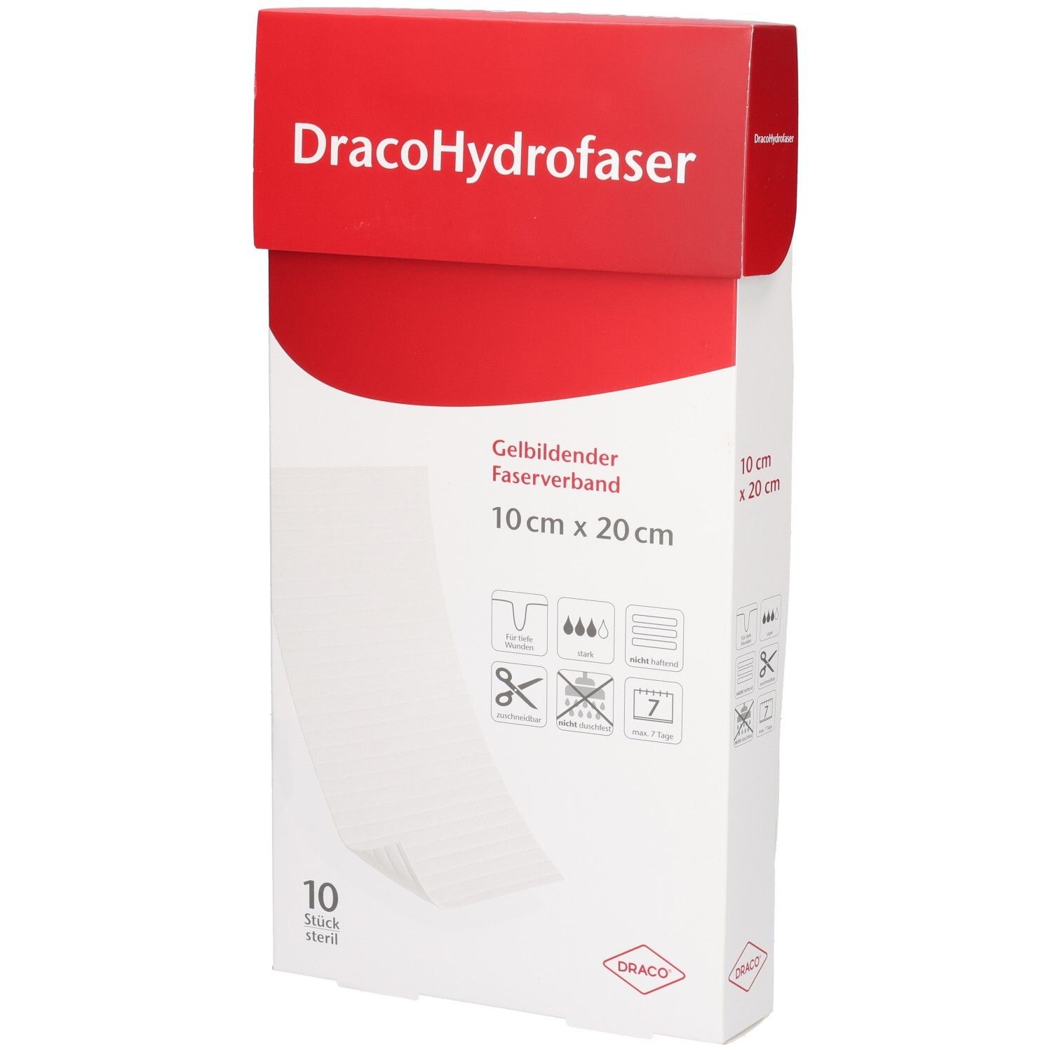 Dracohydrofaser 10x20 cm gelbildender Faserverband 10 St Verband