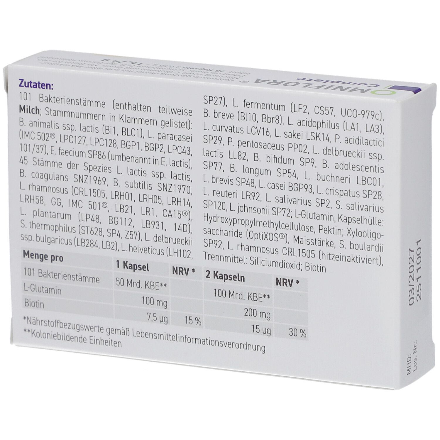 OMNIFLORA Complete 101 Bakterienstämme – 100 Mrd. KBE