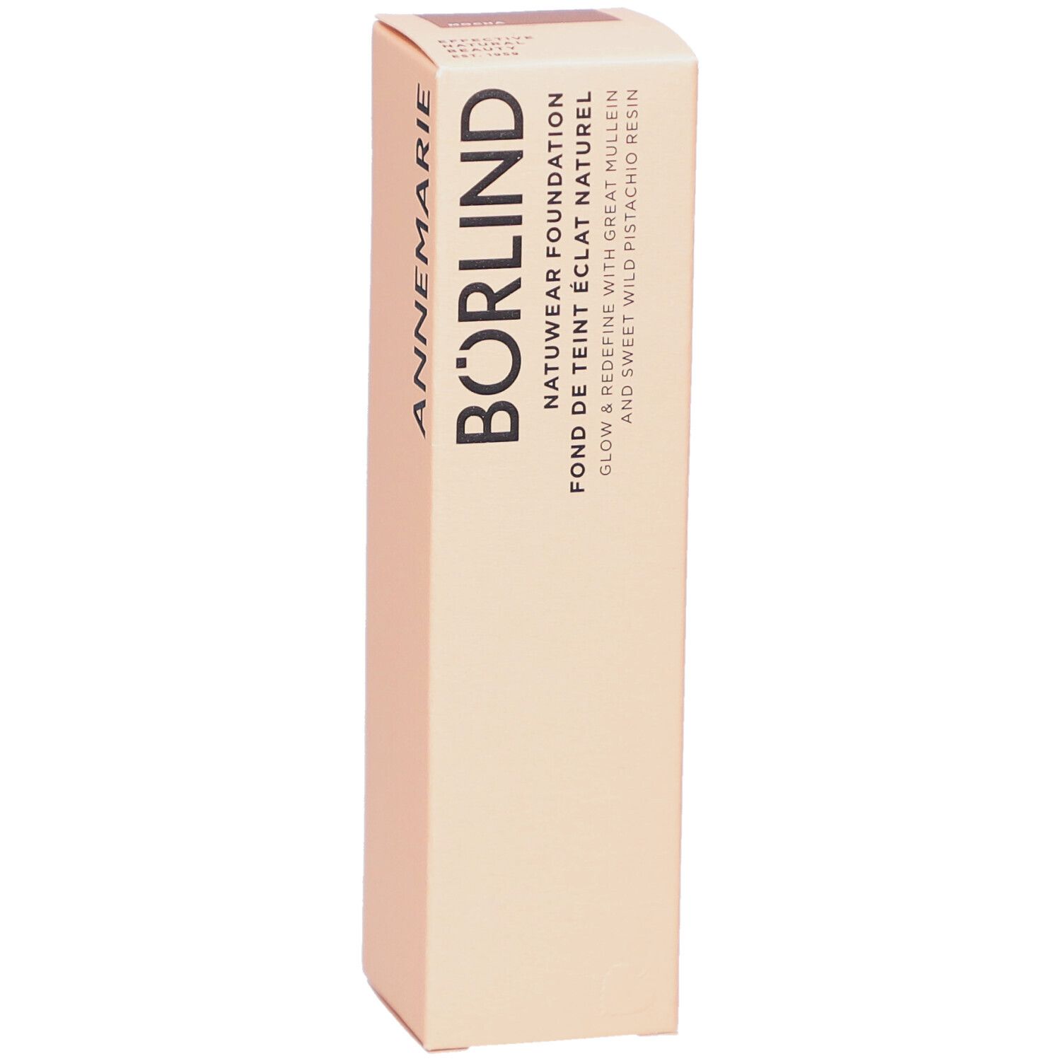 ANNEMARIE BÖRLIND Natuwear Foundation. Beige Karton. Produktname und Marke sichtbar.