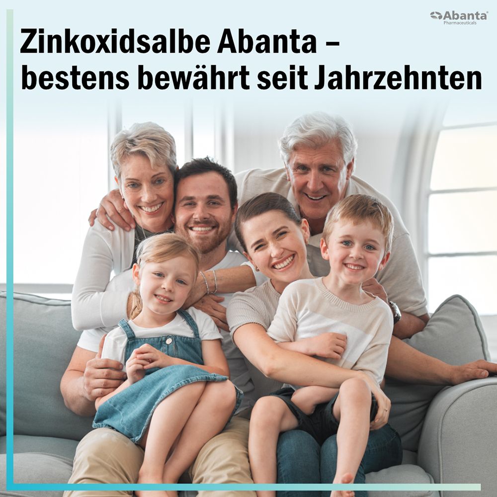 Glückliche Familie genießt die Sonne, Abanta Zinkoxidsalbe bewährt seit Jahrzehnten.