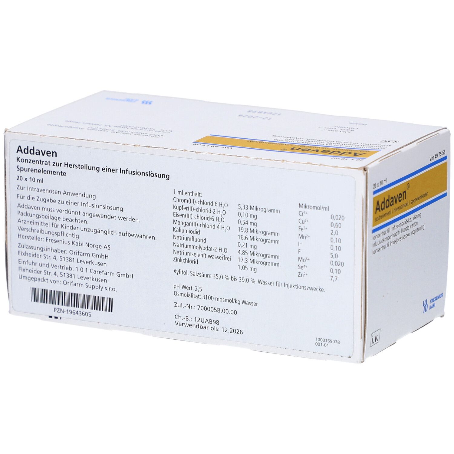 Karton ADDAVEN, 20 x 10 ml. Produktinformationen und Inhaltsstoffe.