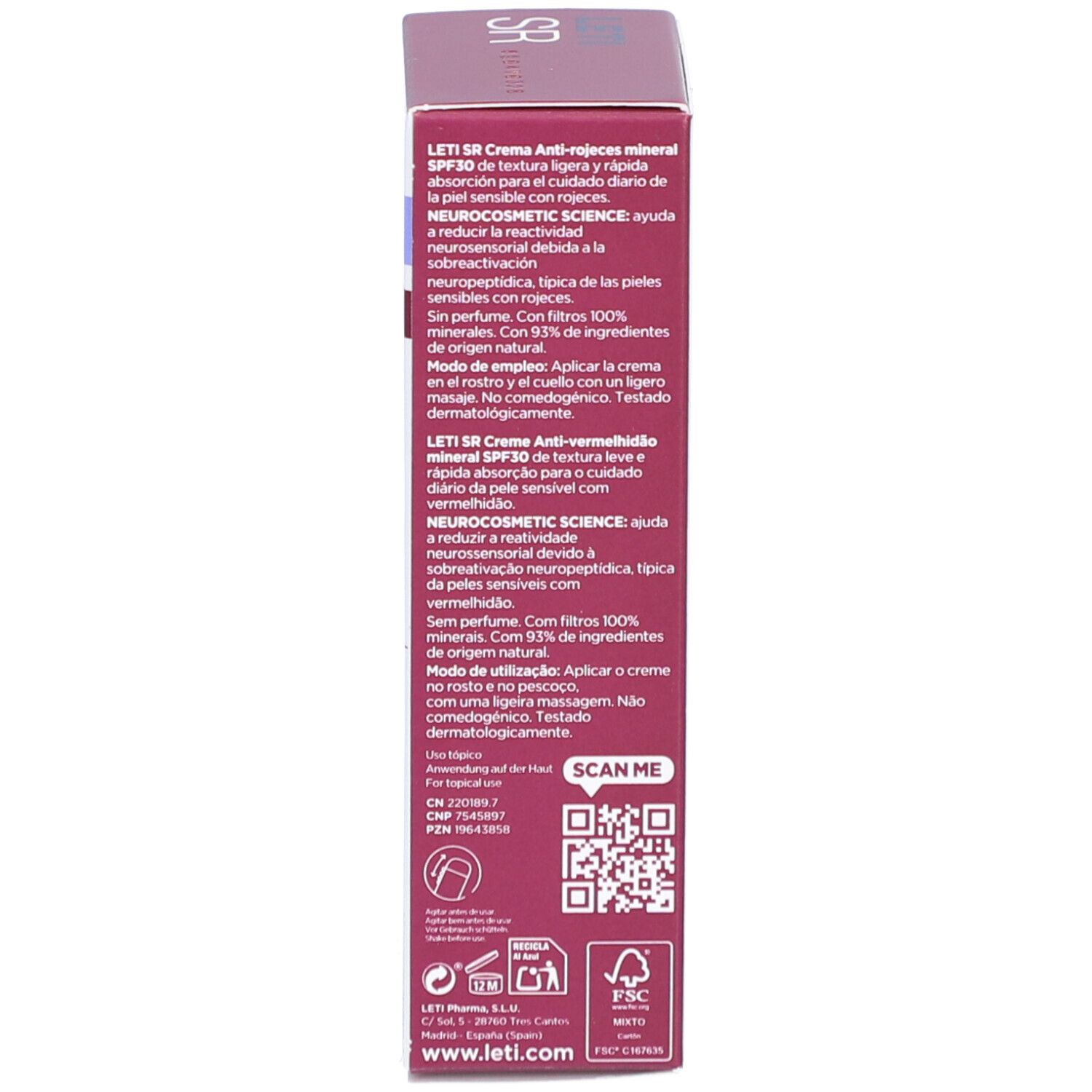 LETI SR Anti-Rötungen Creme Mineral SPF 30
