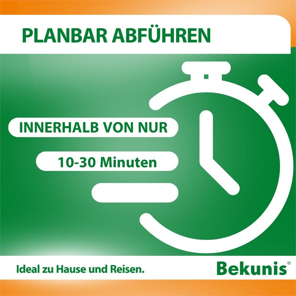 Bekunis: Planbar abführen innerhalb von nur 10-30 Minuten. Ideal zu Hause und auf Reisen.