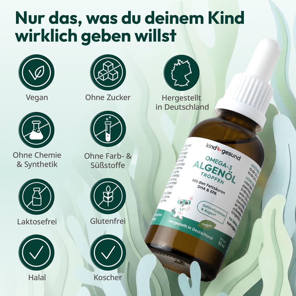 kindgesund® Omega 3 Kinder Tropfen - vegan & hochdosiert