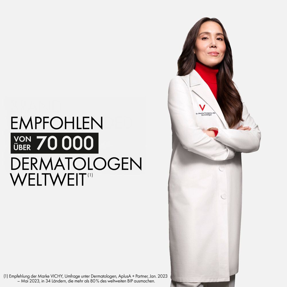 Frau im weißen Kittel, empfohlen von über 70.000 Dermatologen weltweit.