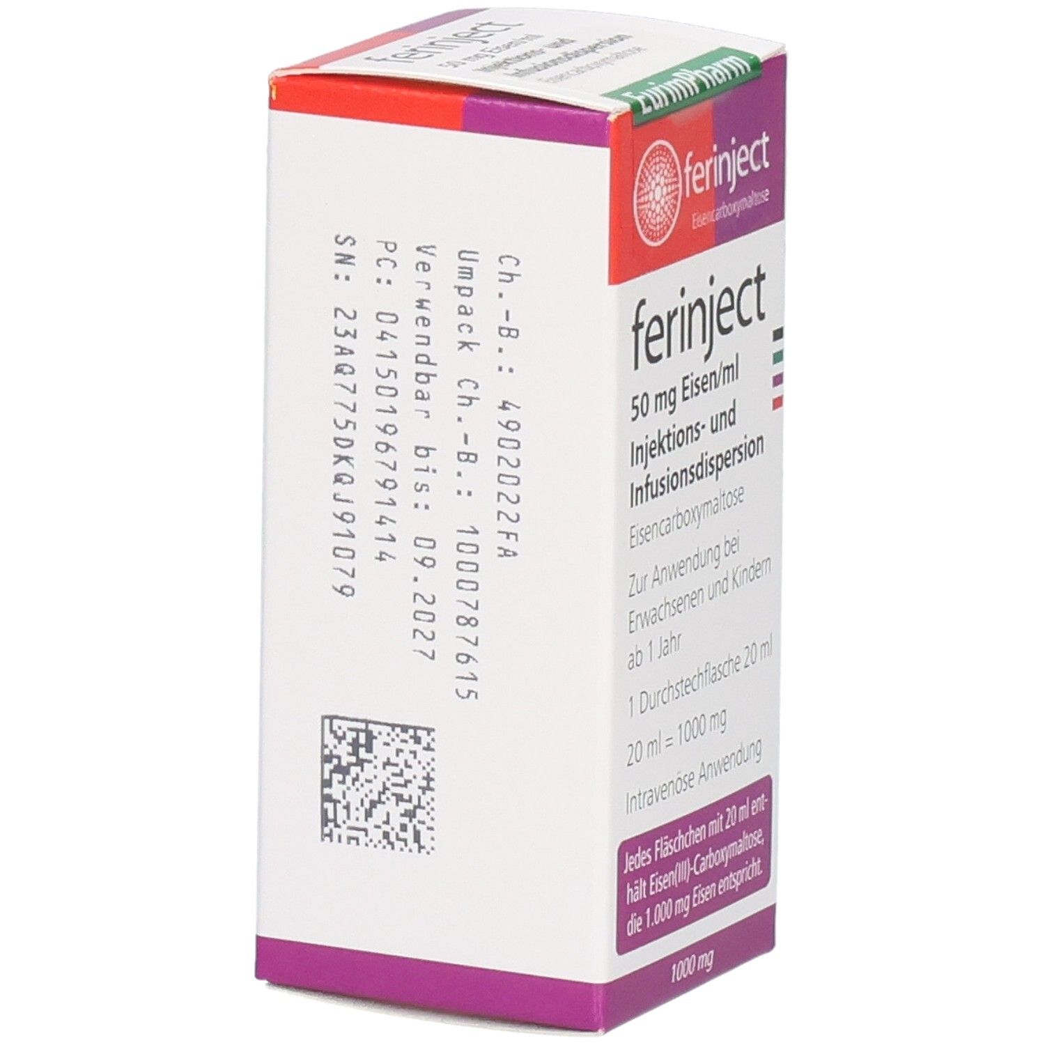 FERINJECT 50 mg Eisen/ml Inj.-/Inf.-Dispers.1000mg
