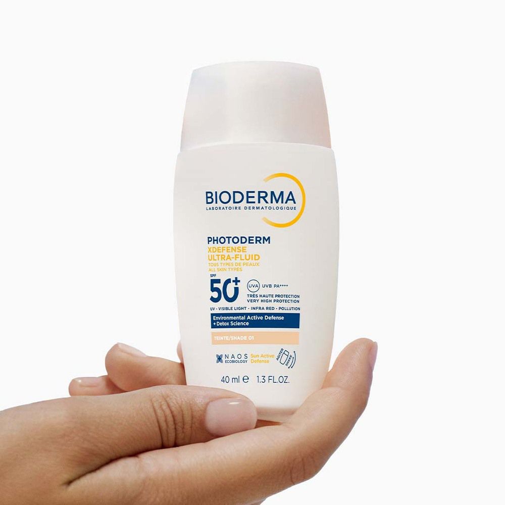 BIODERMA Photoderm XDefense Ultra-Fluid LSF 50+ sehr hell getönt I Sehr hoher flüssiger Sonnenschutz mit Detox-Power