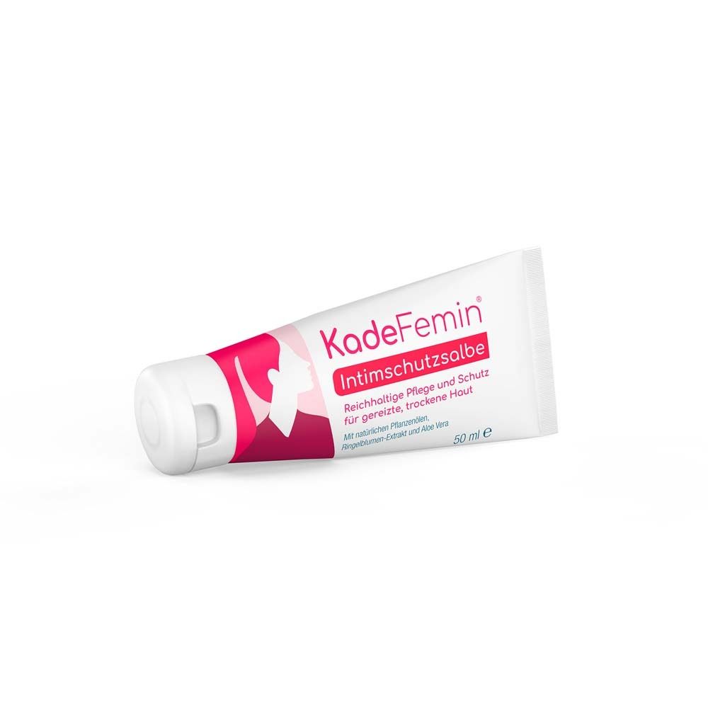 KadeFemin Intimschutzsalbe, Tube. Weiß, rot. Produktabbildung.