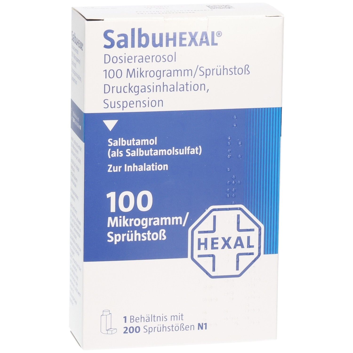 SalbuHEXAL Dosieraerosol: 100 Mikrogramm/Sprühstoß, 200 Sprühstöße. Salbutamol zur Inhalation.