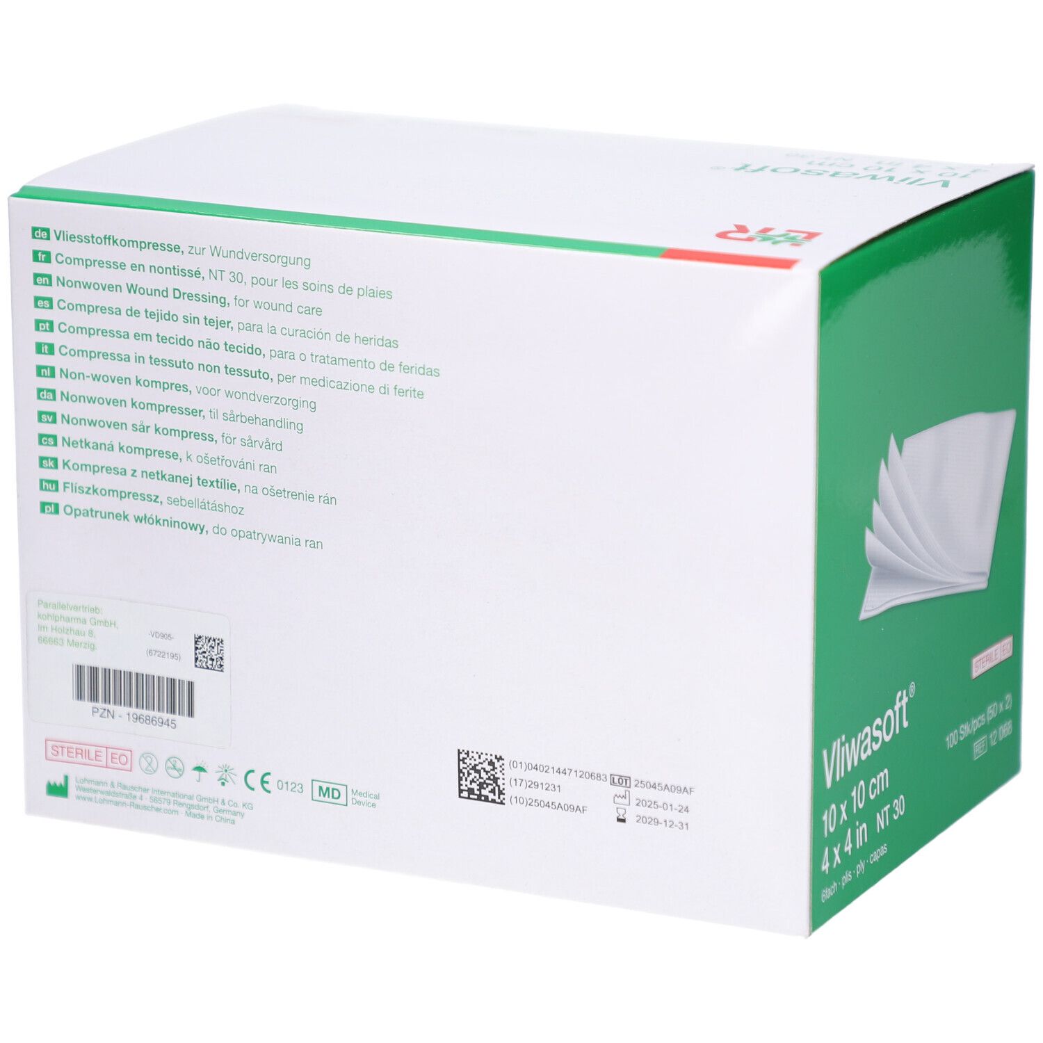 Vliwasoft® Vliesstoffkompresse 10 x 10 cm steril