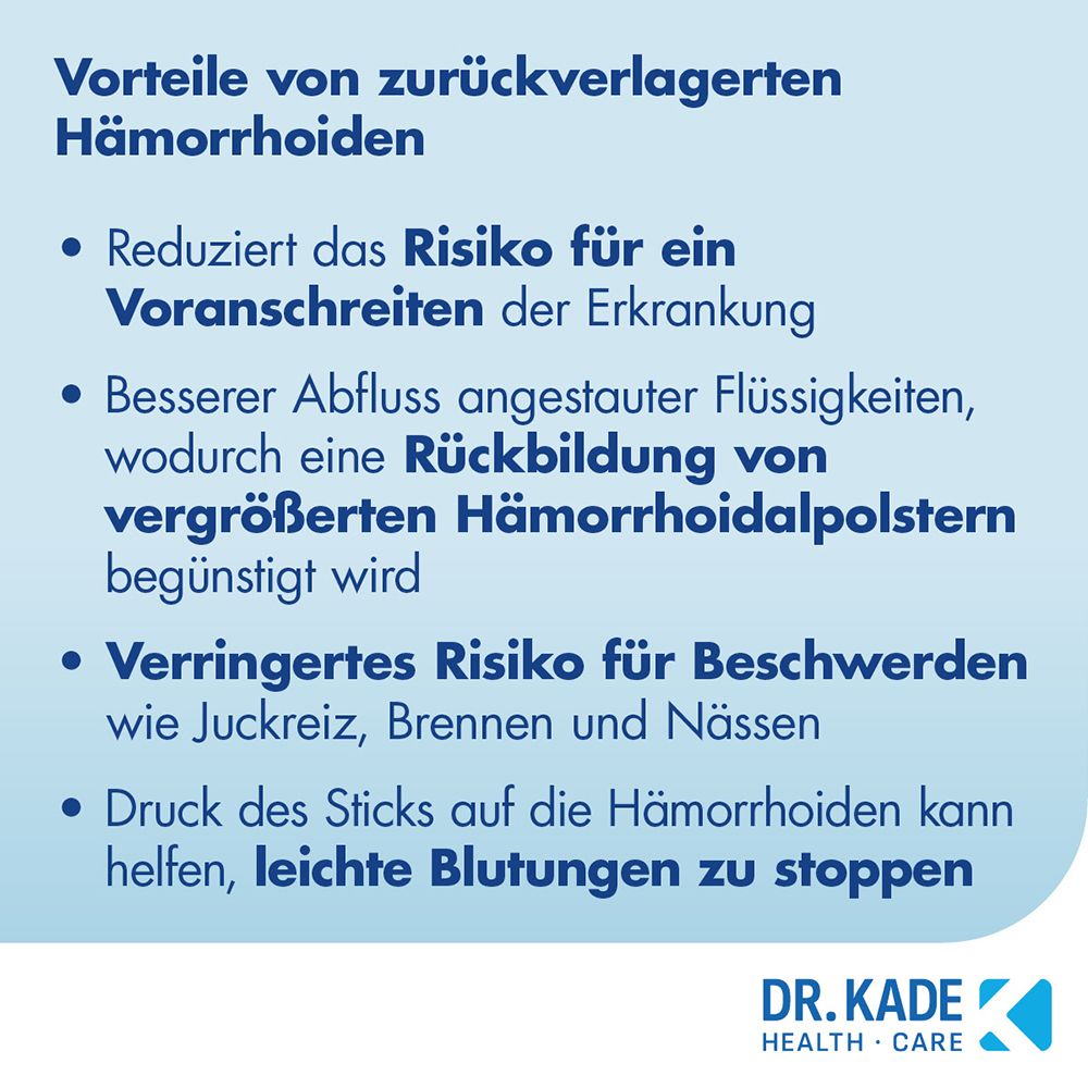 Vorteile von zurückverlagerten Hämorrhoiden: Liste mit Vorteilen wie Risikoreduktion und Linderung.