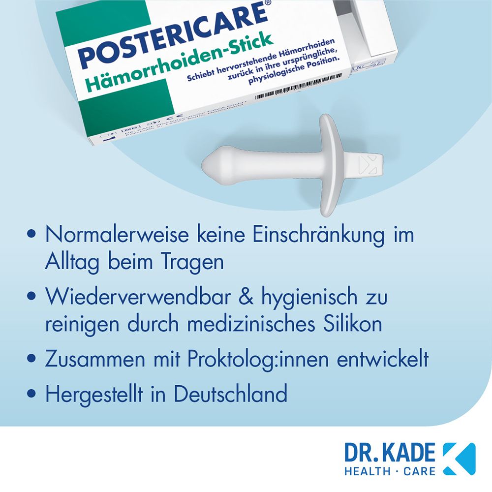 POSTERICARE Hämorrhoiden-Stick: Wiederverwendbar, hygienisch, aus medizinischem Silikon, in Deutschland hergestellt.