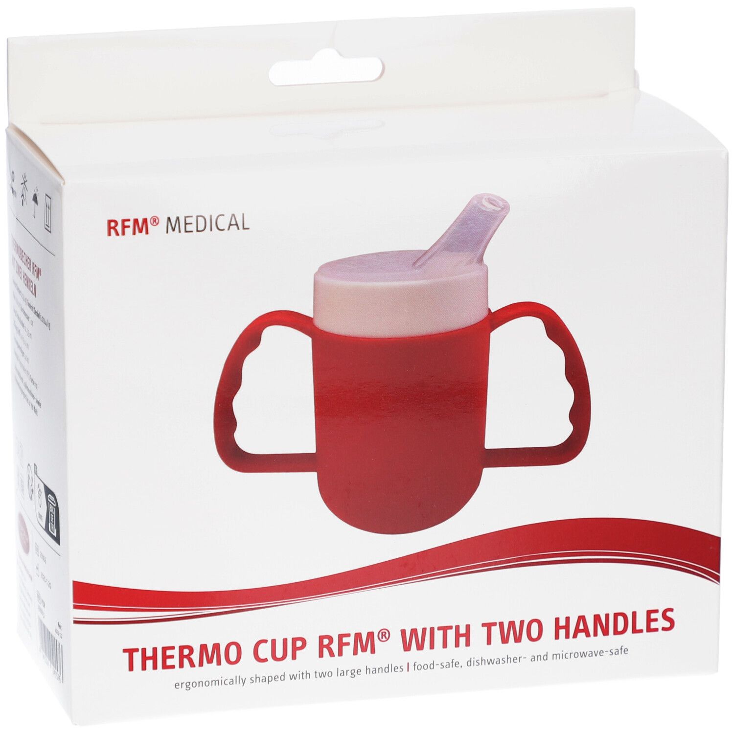 RFM® Thermobecher mit zwei Henkeln, lebensmittelecht, 140 ml, rot