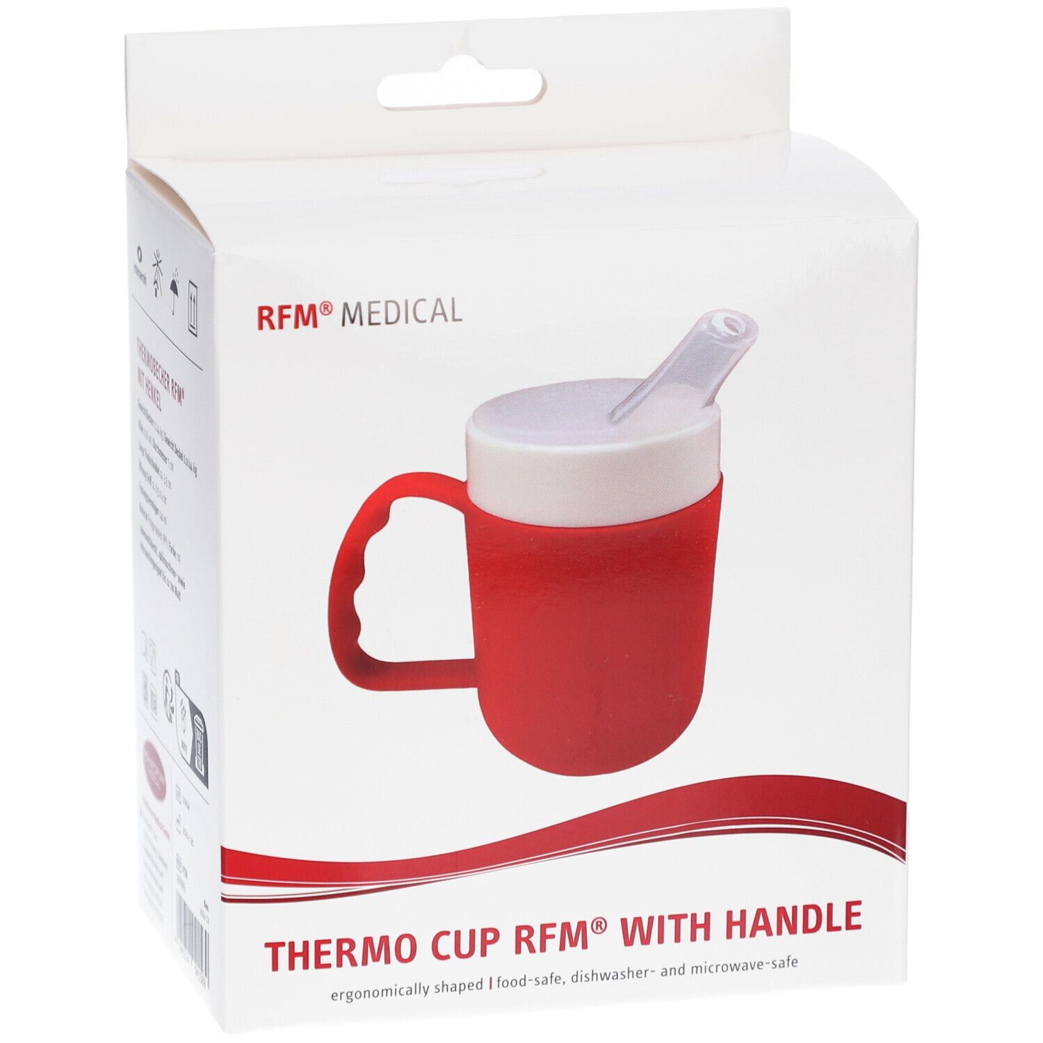 RFM® Thermobecher mit Henkel, lebensmittelecht, 140 ml, rot