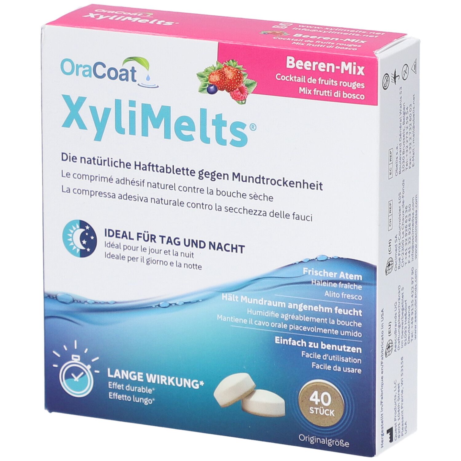 OraCoat® XyliMelts Hafttabletten Beeren-Mix gegen Mundtrockenheit