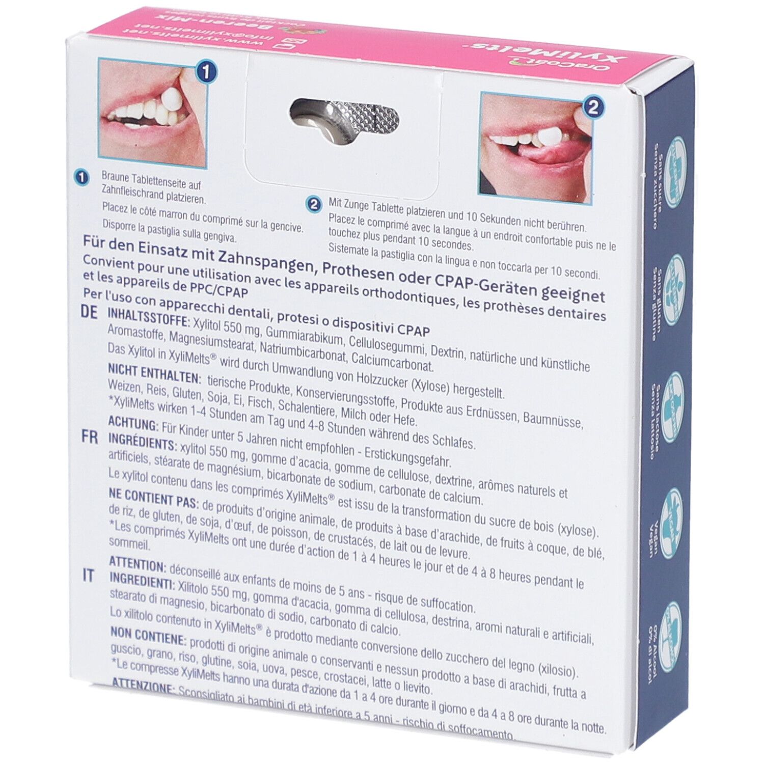 OraCoat® XyliMelts Hafttabletten Beeren-Mix gegen Mundtrockenheit