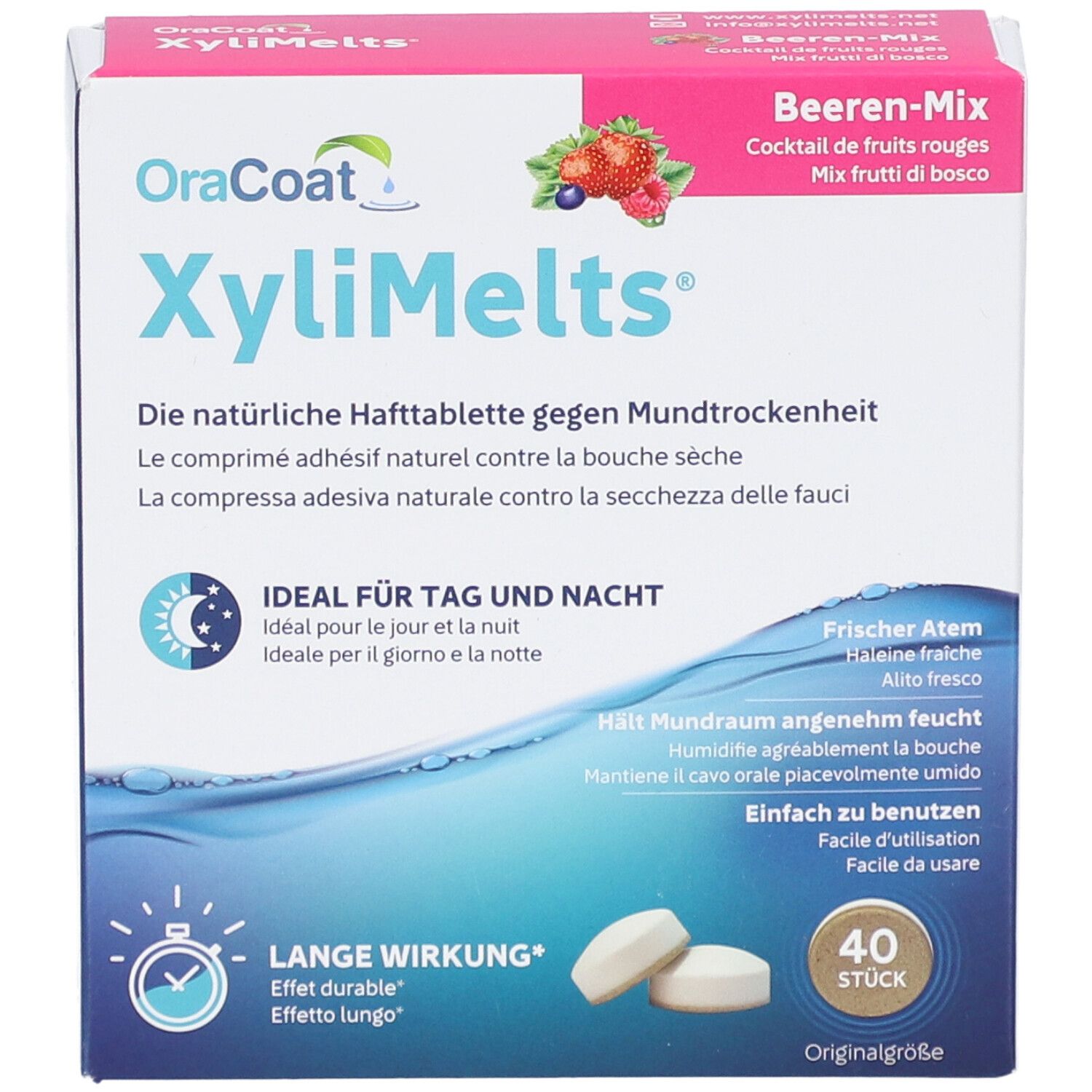OraCoat® XyliMelts Hafttabletten Beeren-Mix gegen Mundtrockenheit