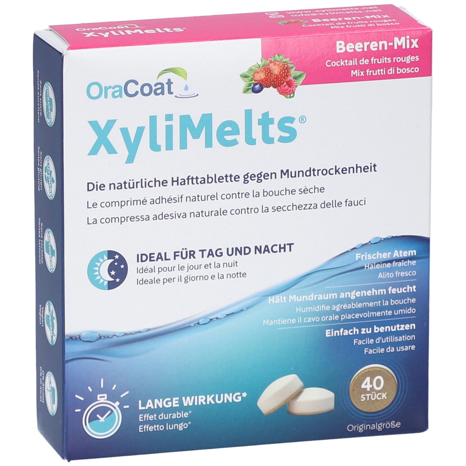OraCoat® XyliMelts Hafttabletten Beeren-Mix gegen Mundtrockenheit