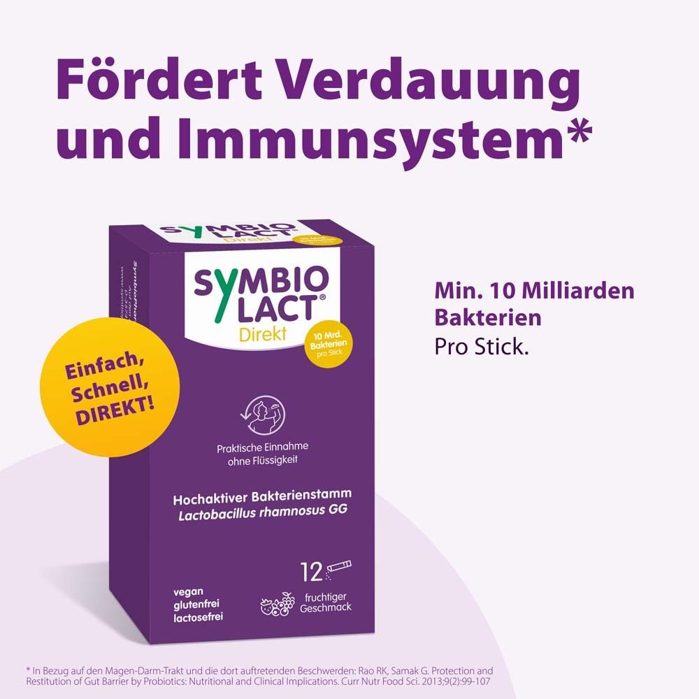 SymbioLact Direkt – 12 Sticks mit 10 Mrd. Lactobacillus rhamnosus GG