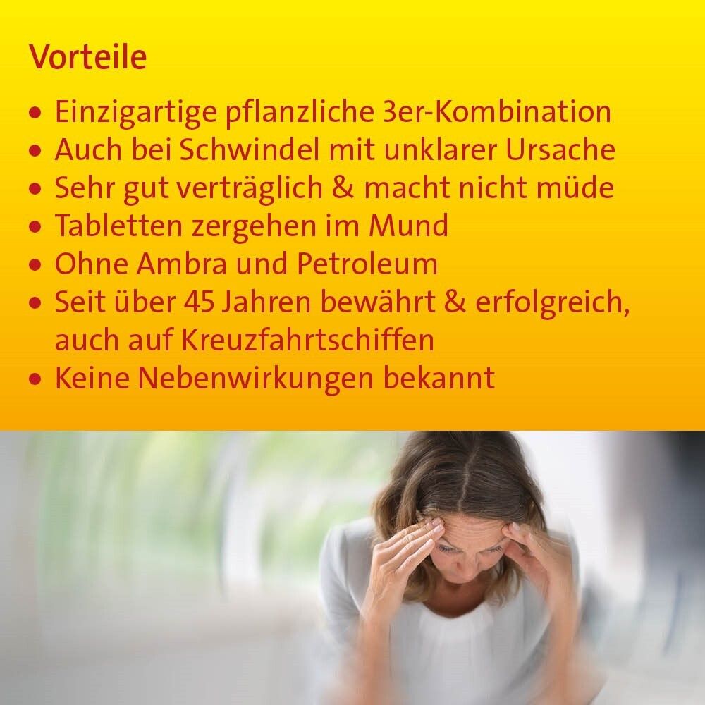 Vorteile-Liste: 3er-Kombi, unklare Ursache, gut verträglich, zergehen im Mund, über 45 Jahre bewährt, keine Nebenwirkungen.