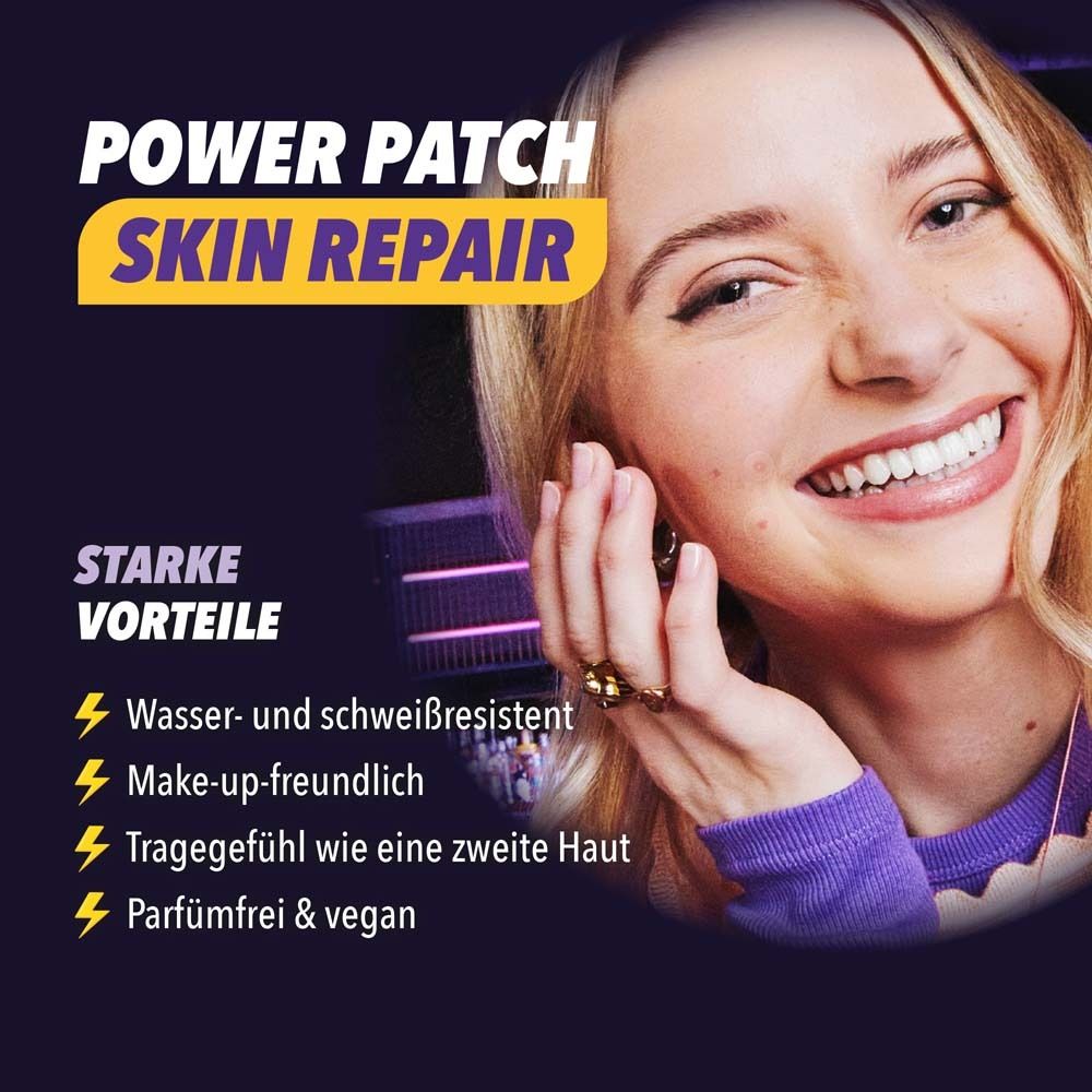 Frau lächelt. Text: Starke Vorteile. Wasser- und schweißresistent, Make-up-freundlich, wie eine zweite Haut, parfümfrei & vegan.