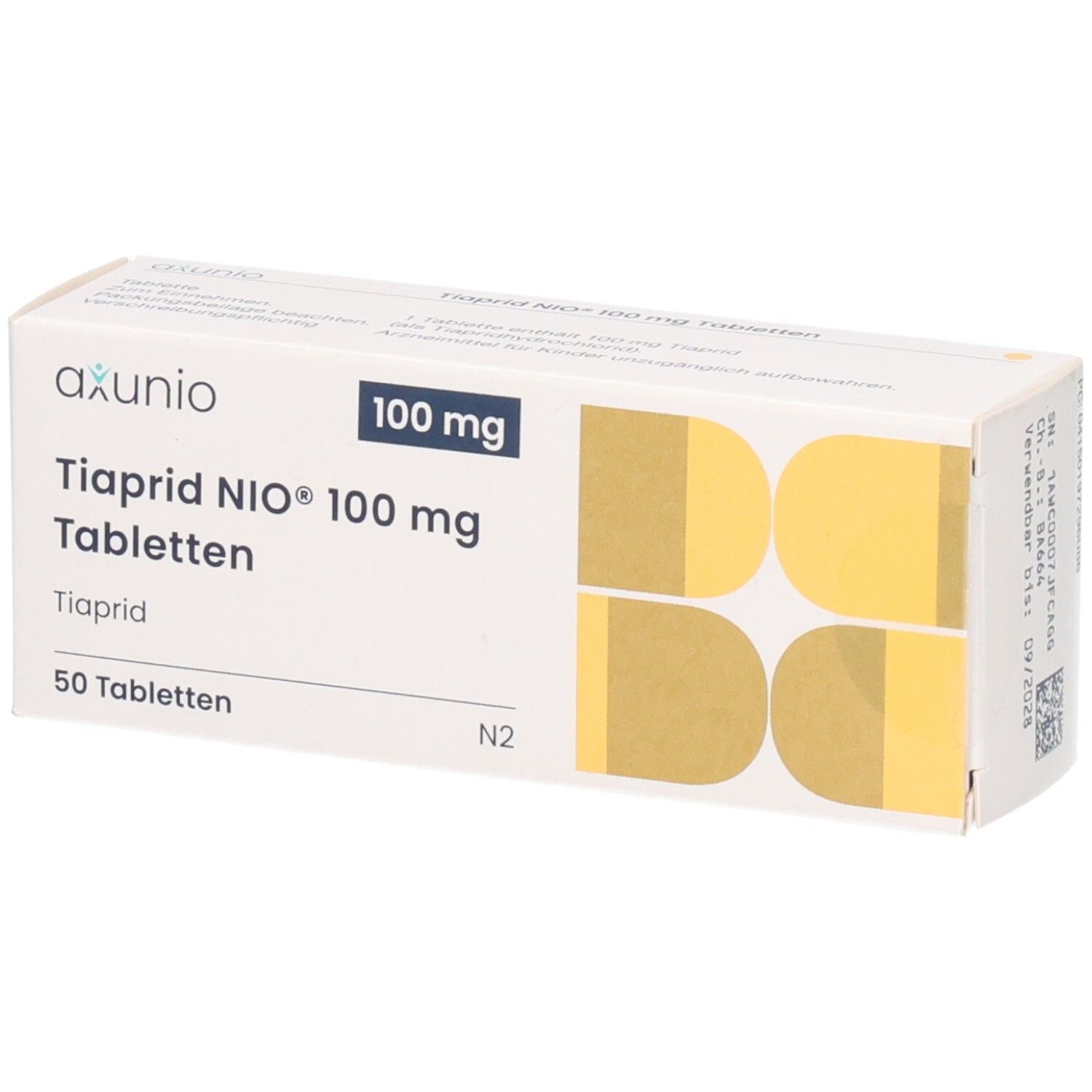 Axunio Tiaprid NIO 100 mg Tabletten, 50 Stück.
