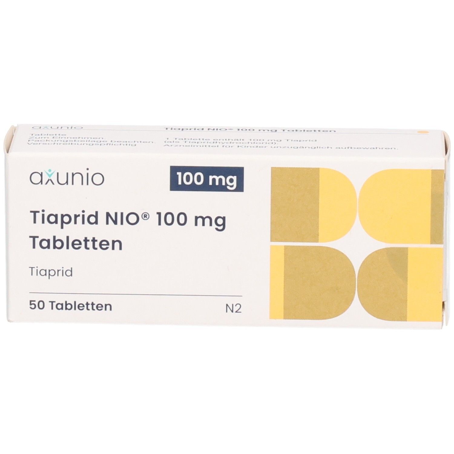 Axunio Tiaprid NIO 100 mg Tabletten, 50 Stück.