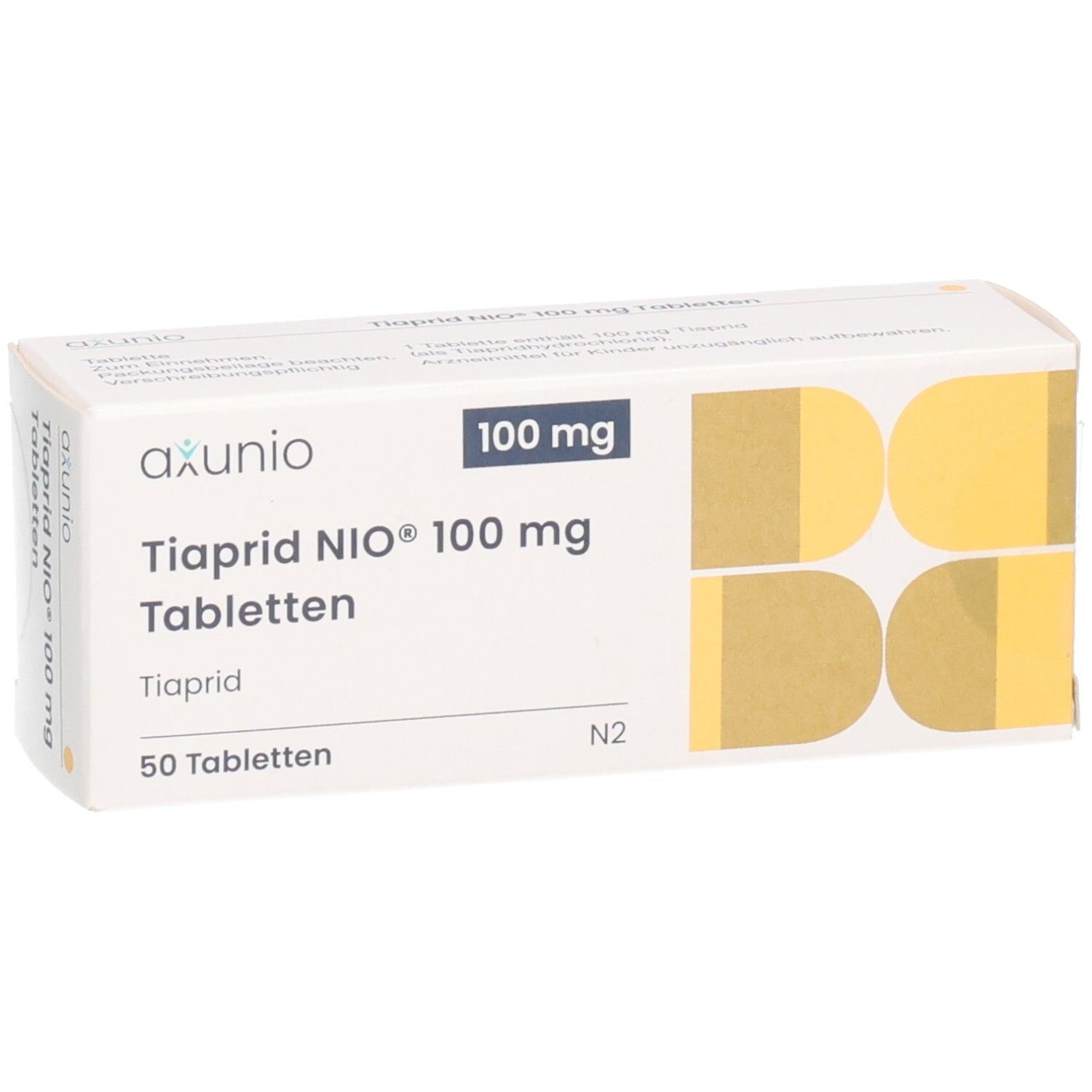Axunio Tiaprid NIO 100 mg Tabletten, 50 Stück.