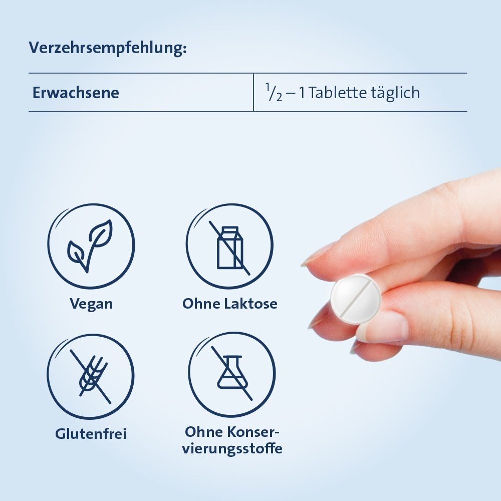 Selen Hevert 200 µg: Vegan, laktosefrei, glutenfrei, ohne Konservierungsstoffe. Einnahmeempfehlung für Erwachsene.