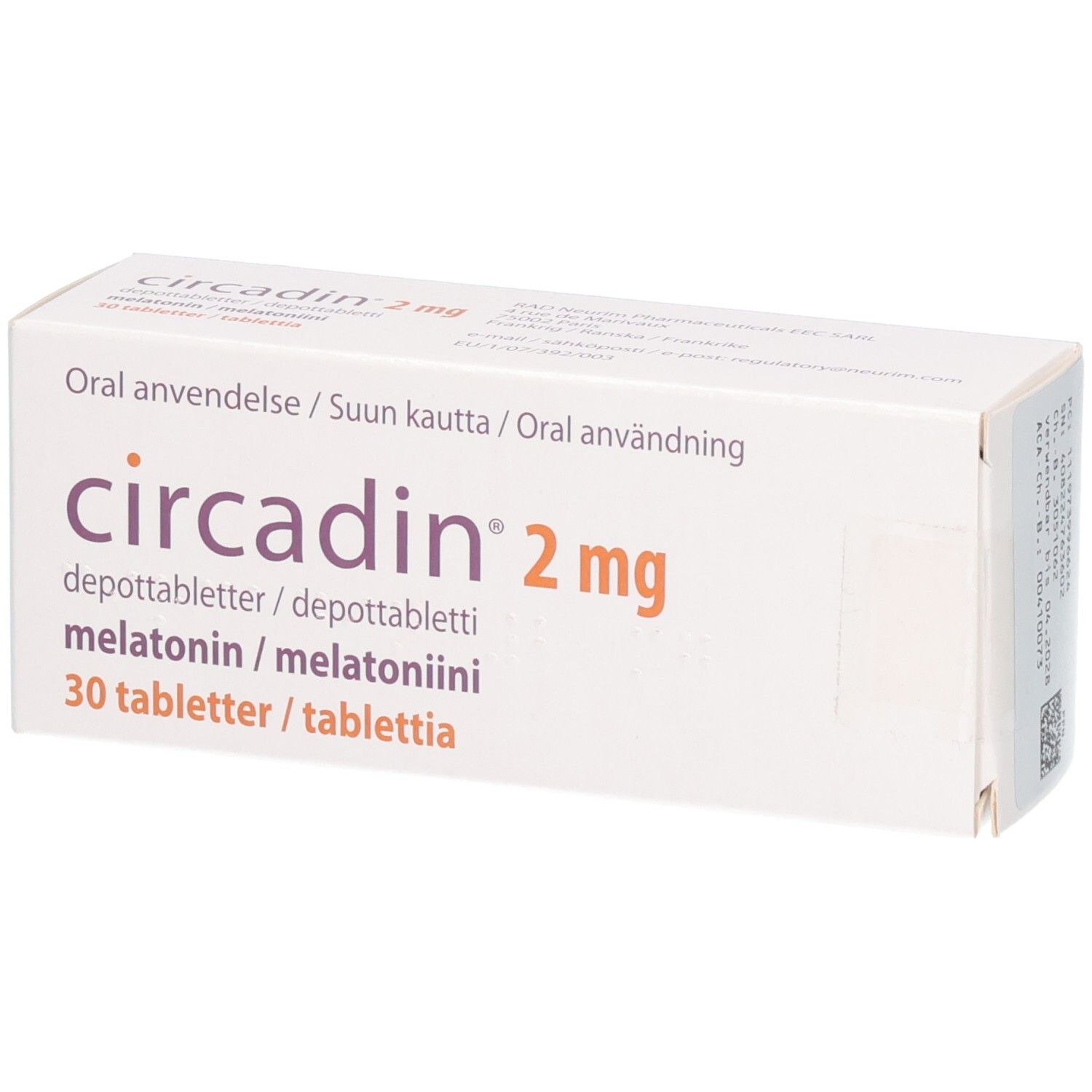 Circadin 2 mg Retardtabletten Schachtel, 30 Tabletten.