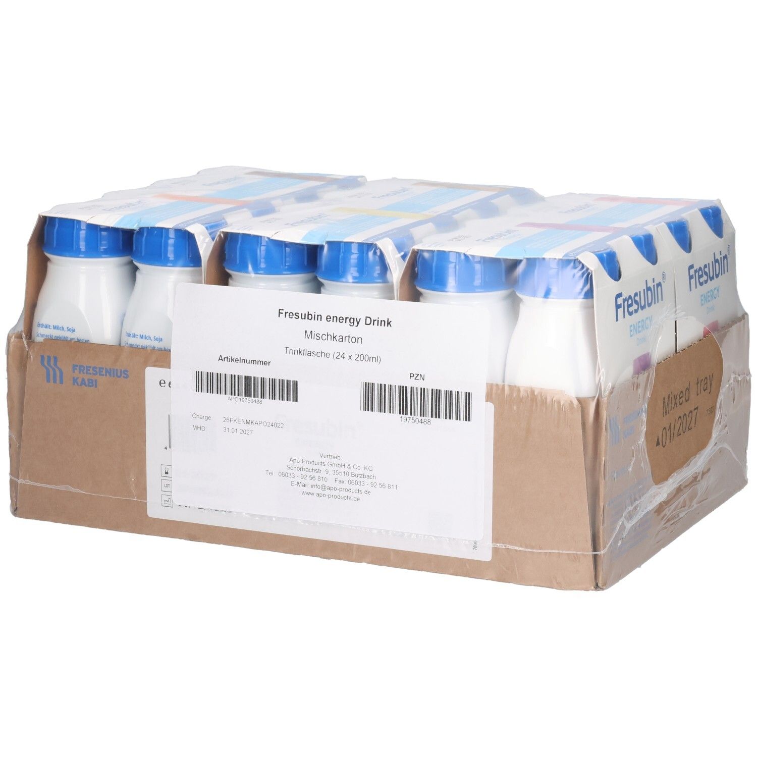 Fresubin Energy Drink Mischkarton Trinkflasche 6x4x200 ml Flüssigkeit